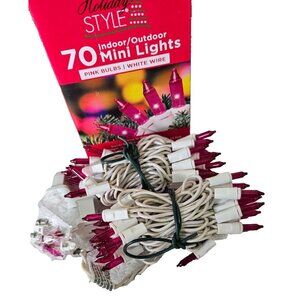 4 Boxes Holiday Style 70 Indoor/Outdoor Mini Lights Pink Bulbs Wedding / Party